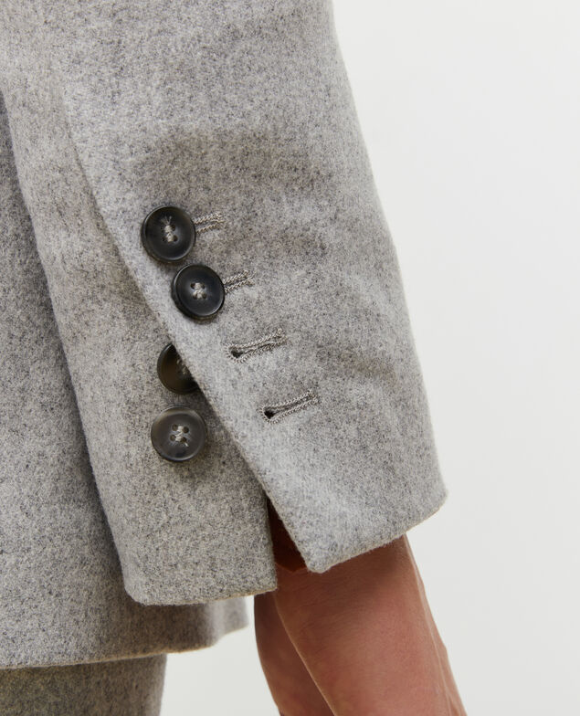 Double-breasted wool blazer Light grey melange