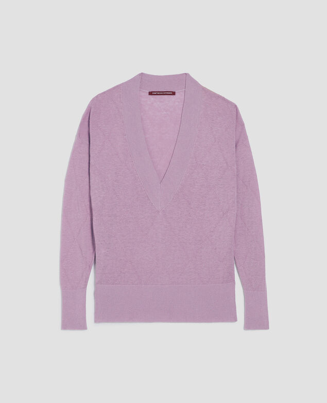 Long-sleeve V-neck jumper J720 lavender herb