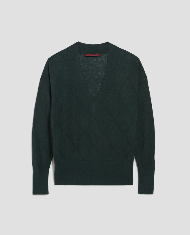 Long-sleeve V-neck jumper J590 spruce green