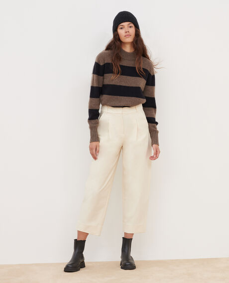 PEGGY - Jersey twill trousers 4142 ecru 3spj020p04