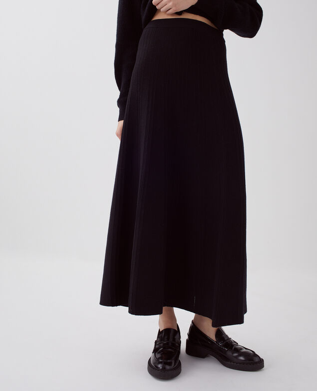 Merino wool maxi skirt H091 black beauty