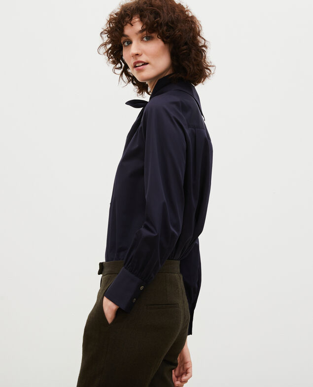  Cotton blouse with removable neck tie Night sky