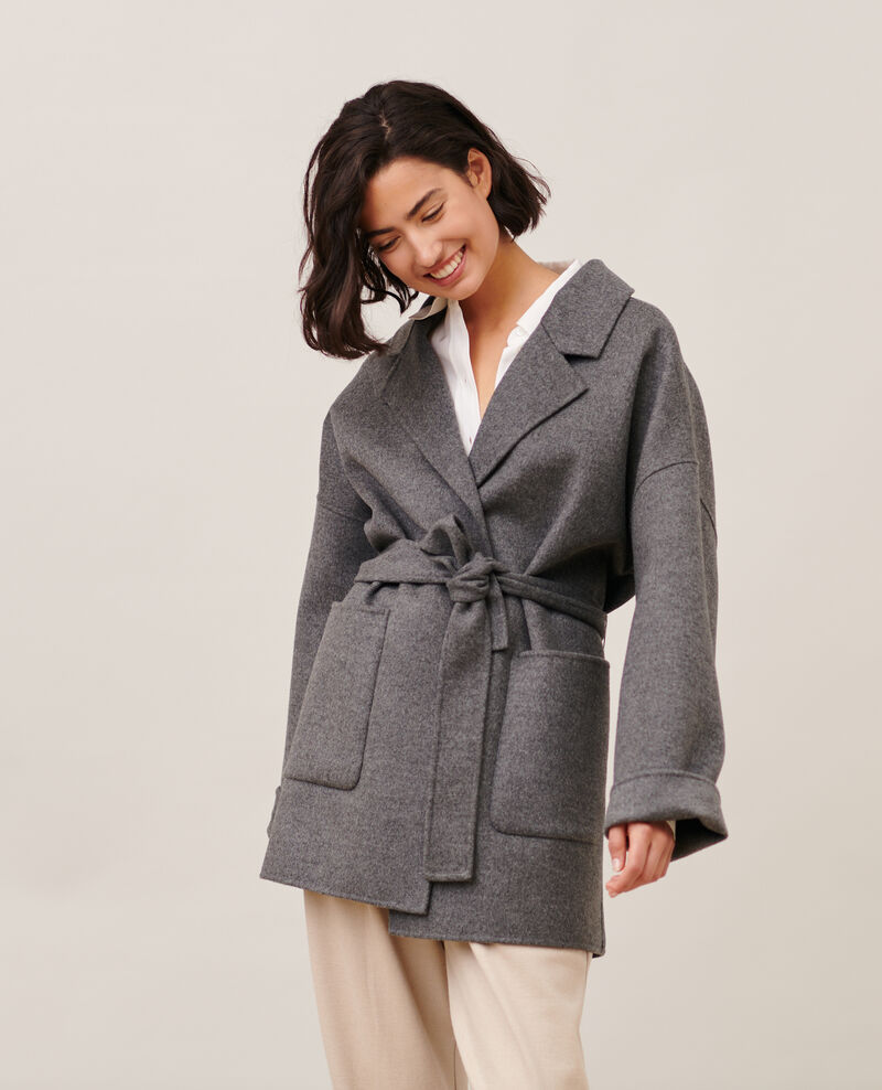 Double-sided wool and cashmere coat Gris chine Pantin