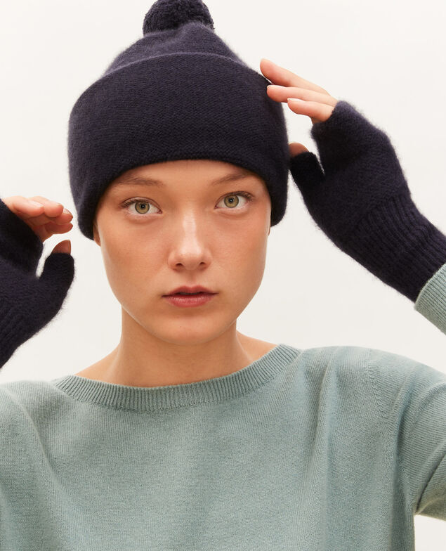 Cashmere bobble hat Night sky