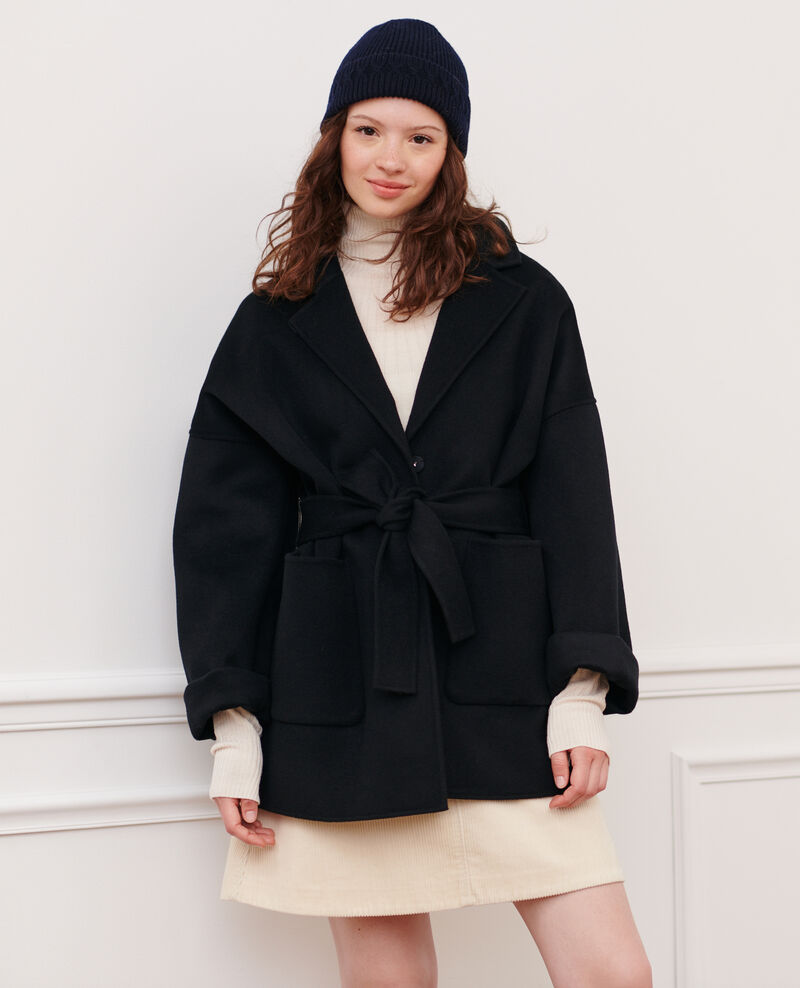 Wool blend short coat 09 black 2sco370w03