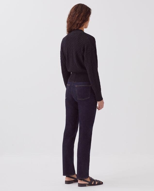 Linen V-neck cardigan H091 black beauty