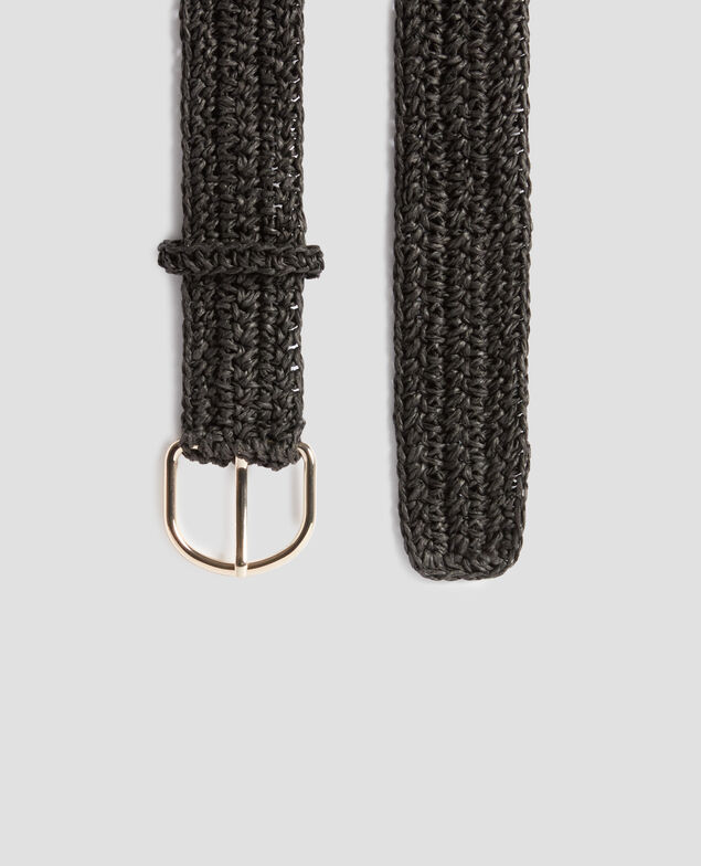 Wide braided crochet belt 8853 09 black