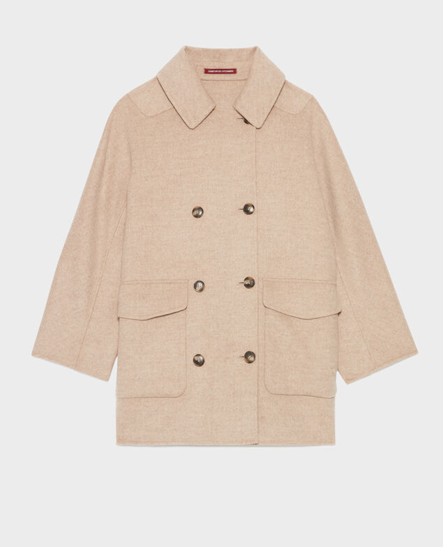 Double-faced wool and cashmere pea coat A304 natural