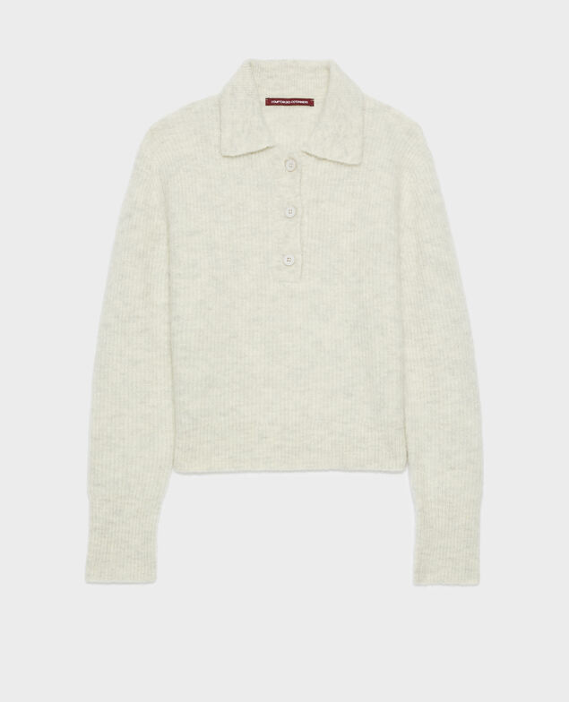Alpaca blend polo neck jumper A009 white knit