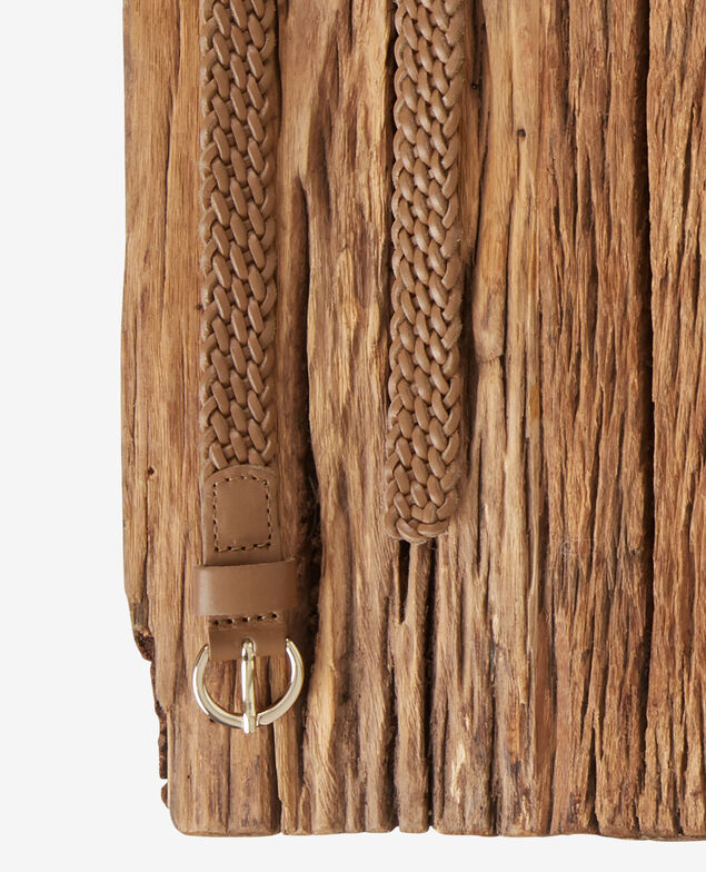 Braided leather belt Light cognac
