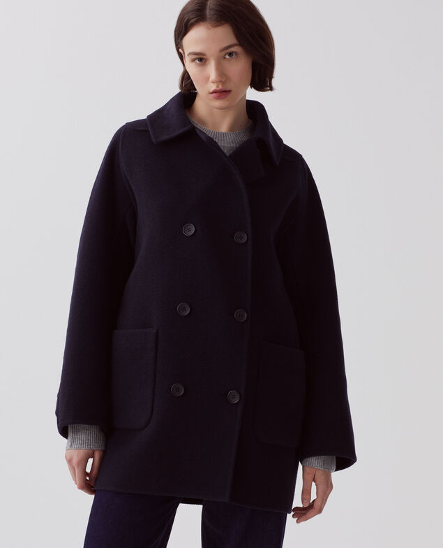 Mid-length double face coat U690 navy