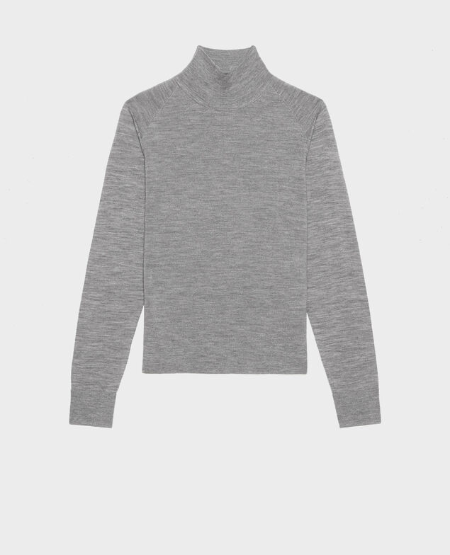 Turtleneck merino wool jumper Light grey melange