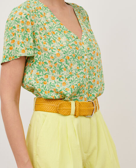 Wide braided leather belt 0460 ochre yellow 3sbe070