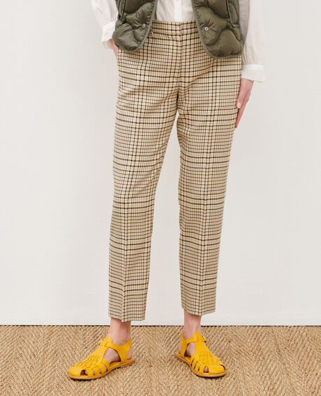 MARGUERITE - Cigarette trousers 0400 cream checks 3spa005c04