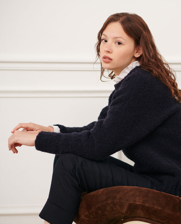 Round neck wool blend jumper 8841 69 navy