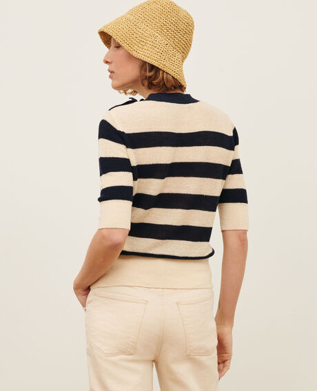 Short-sleeve linen jumper 0692 night_sky_stripes 3sju093l01
