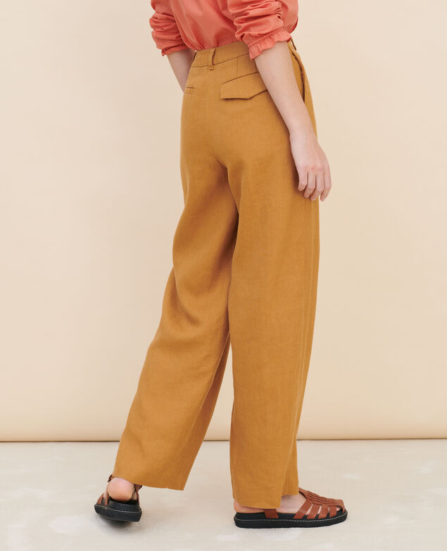 YVONNE - Wide linen trousers 36 brown