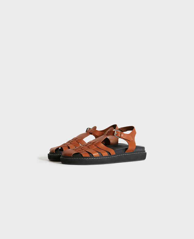 Leather sandals 31 beige