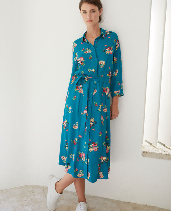Loose-fitting dress in dotted Swiss voile Ink blue - Ciflocka ...