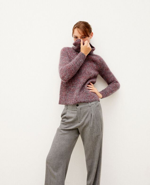 Mohair blend roll neck jumper Rio red/ever green/off white
