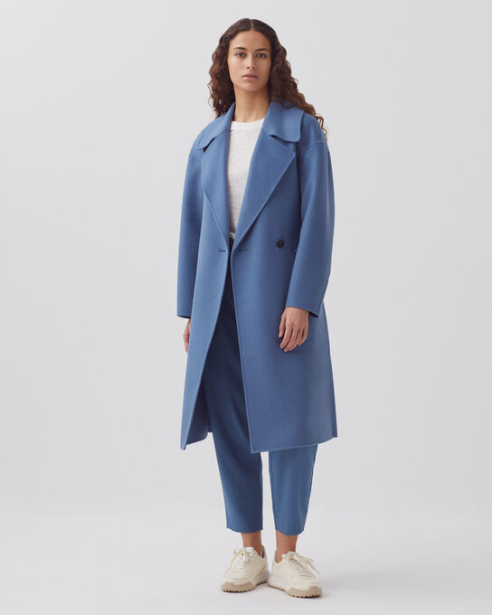 Double-faced wool and cashmere pea coat A601 LT BLUE INFINITY