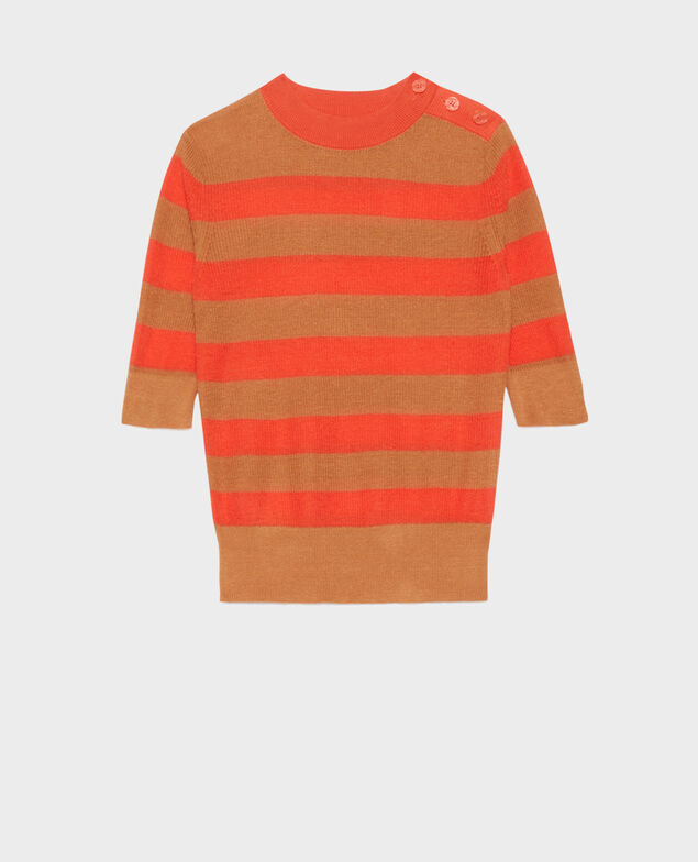 Short-sleeve linen jumper 0240 tiger lily stripes 3sju093l01