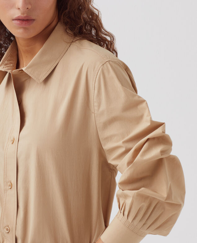 Loose cotton shirt H322 travertine