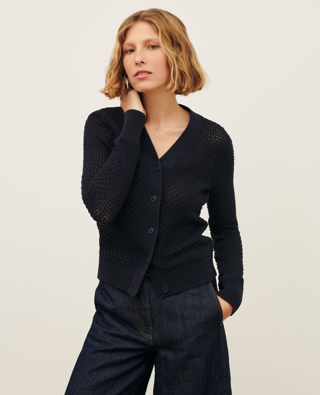 Openwork cotton cardigan 4277 night_sky