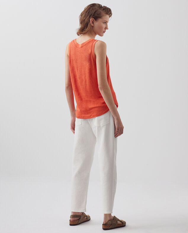 Linen tank top 0250 tiger lily orange