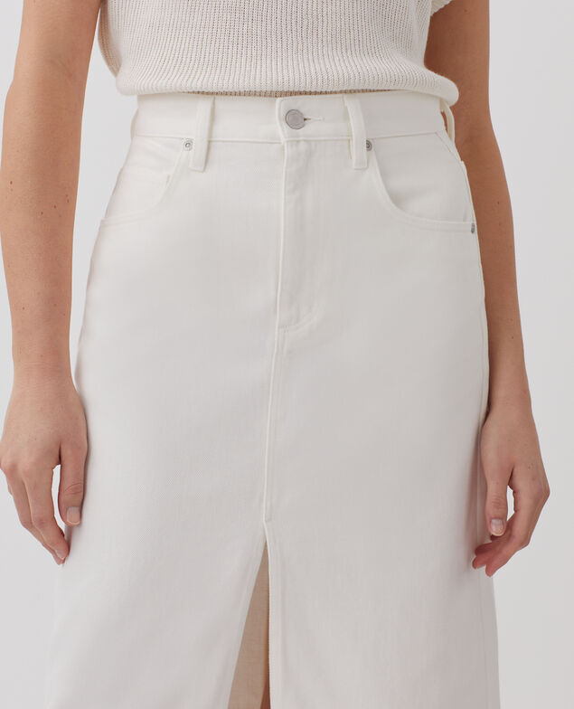 Denim midi skirt H003 white