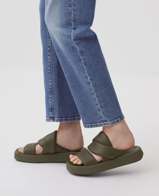 Leather sandals H331 kaki