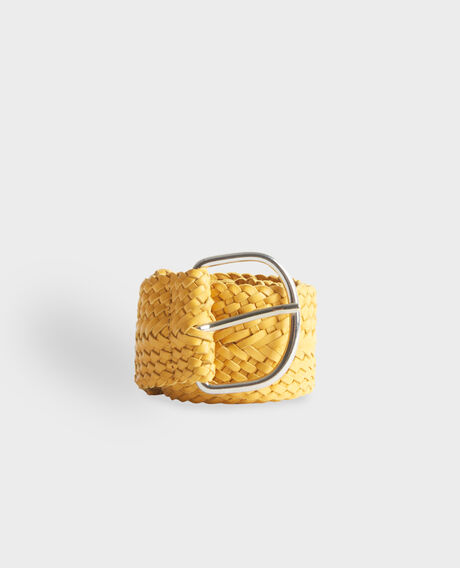 Wide braided leather belt 0460 ochre yellow 3sbe070
