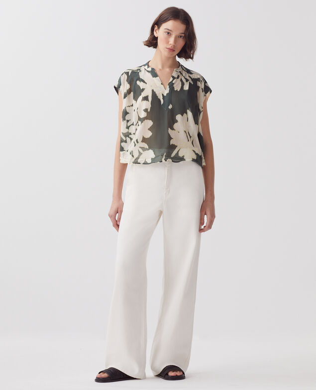 BLANDINE - Straight trousers H003 white