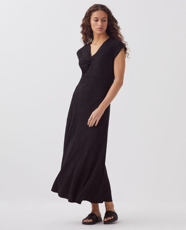 Loose cable knit maxi dress H091 black beauty