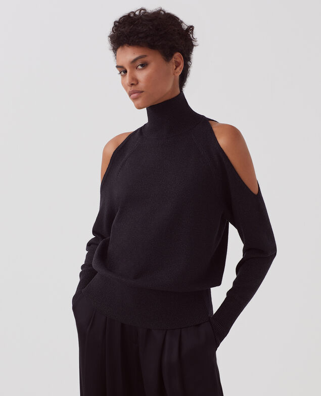 Cold shoulder jumper H099 black lurex