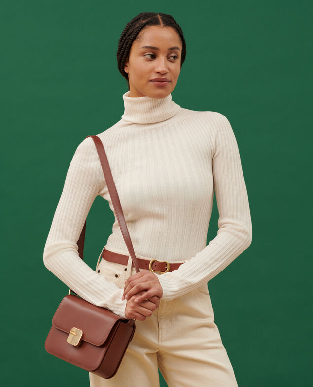 Merino wool blend roll neck jumper