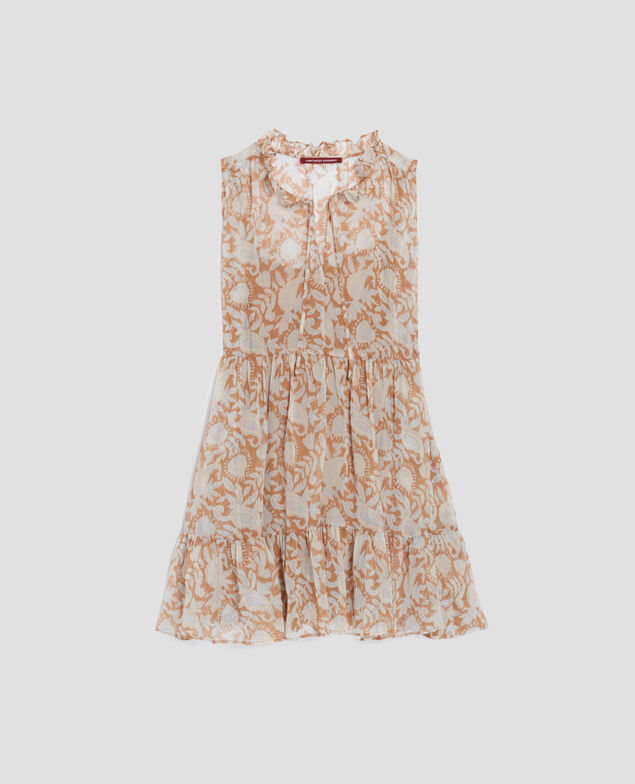 Silky sleeveless dress H340 cashmire brown