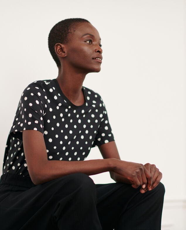 Polka dot print t-shirt 95 print black