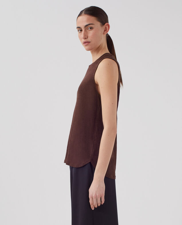 MARCELLE - Linen tank top U190 wine