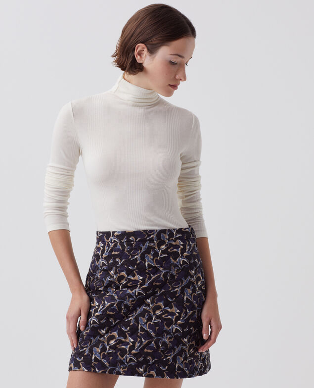 Quilted cotton skirt I686 new fl ikat navy