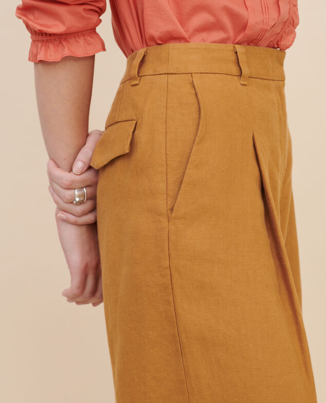 YVONNE - Wide linen trousers 36 brown