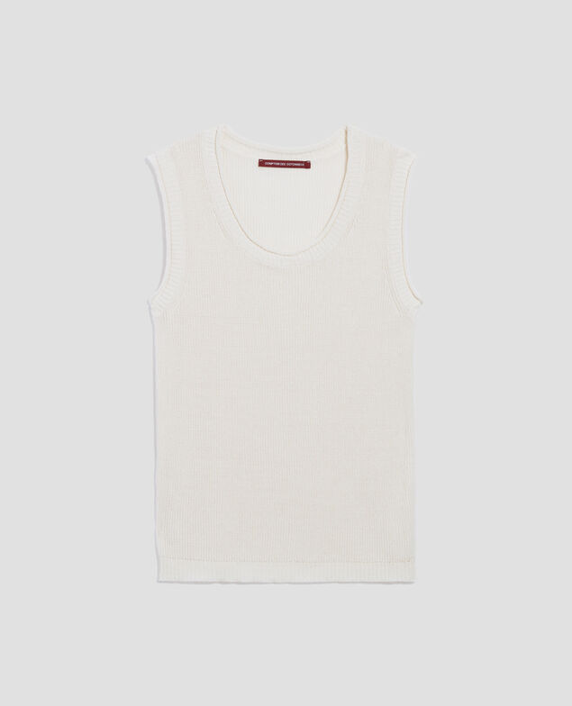 Long linen tank top H303 white swan