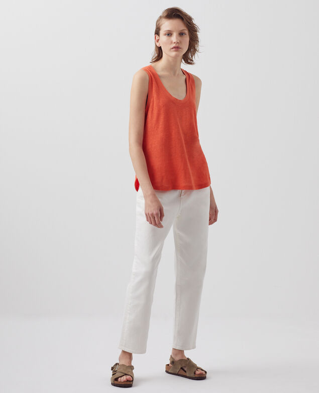Linen tank top 0250 tiger lily orange