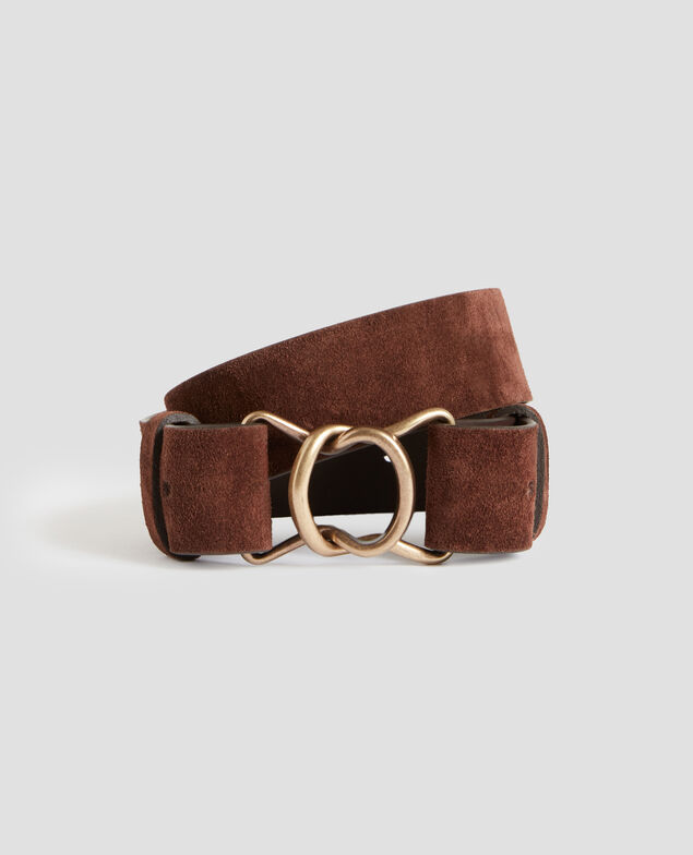 Skinny suede belt I380 bitter chocolate