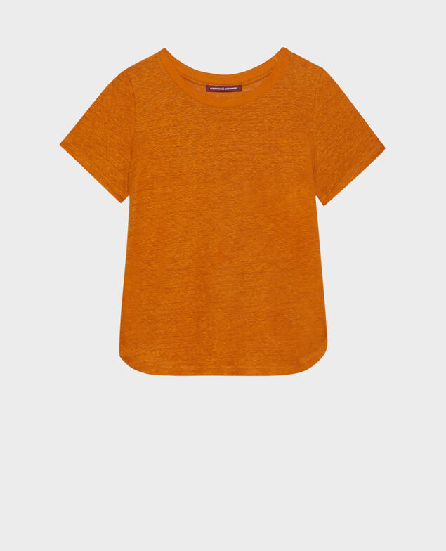 AMANDINE - linen round neck t-shirt 29 orange