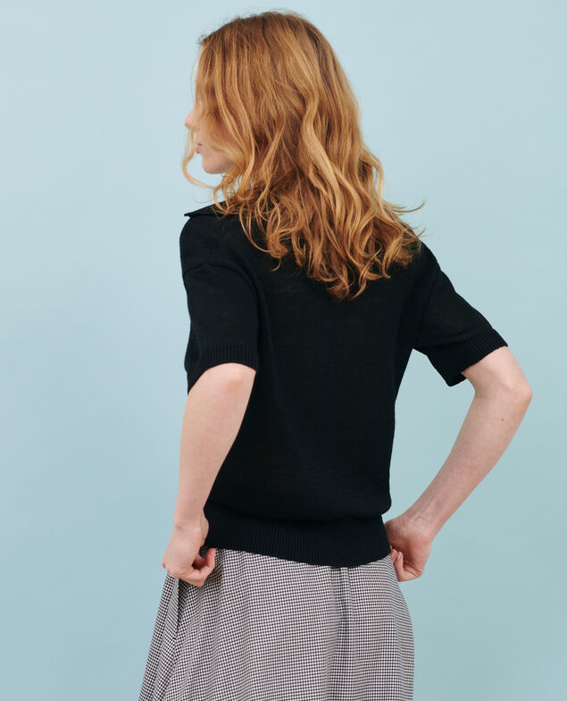 Lightweight linen polo Black beauty