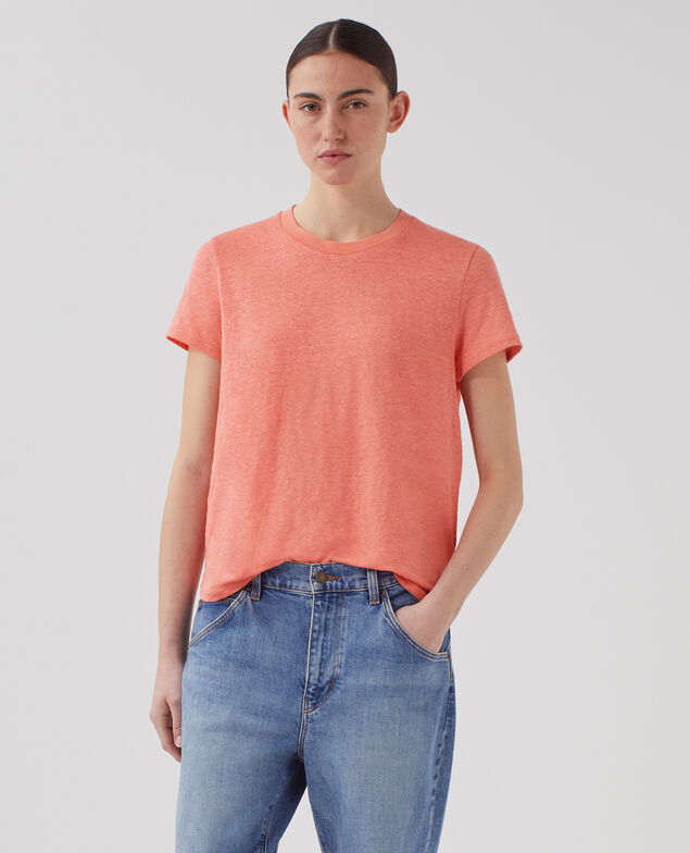 AMANDINE: linen round neck t-shirt U120 pink