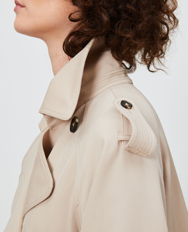 Oversize soft wool trench Oxford tan