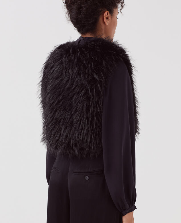 Faux fur gilet H091 black beauty