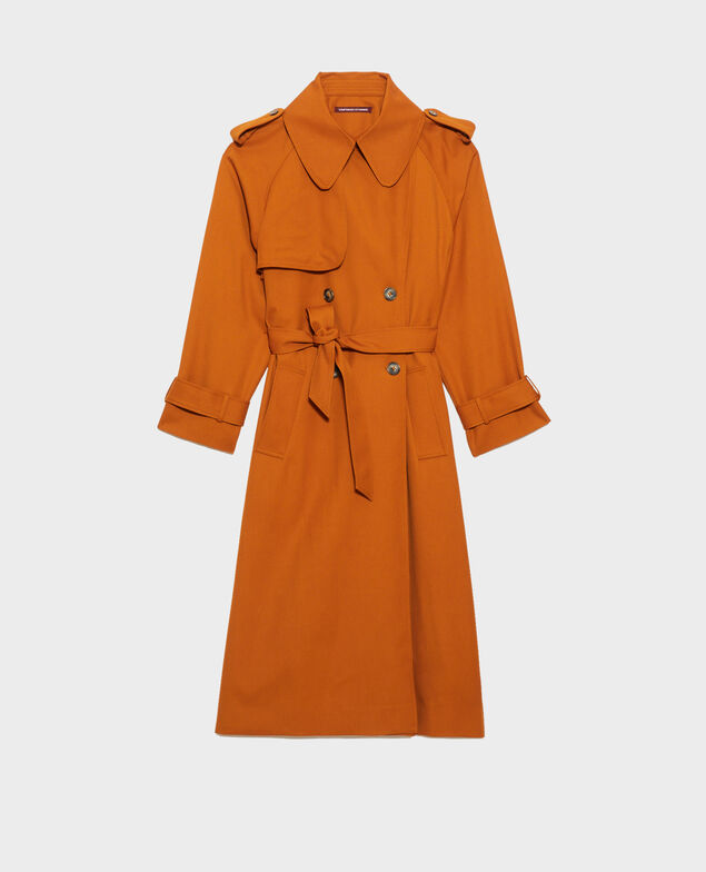  Long loose wool trench Pumpkin spice